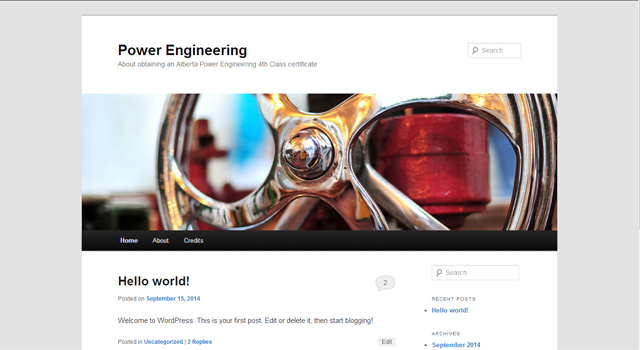 Twenty Eleven WordPress theme immediately after installation.